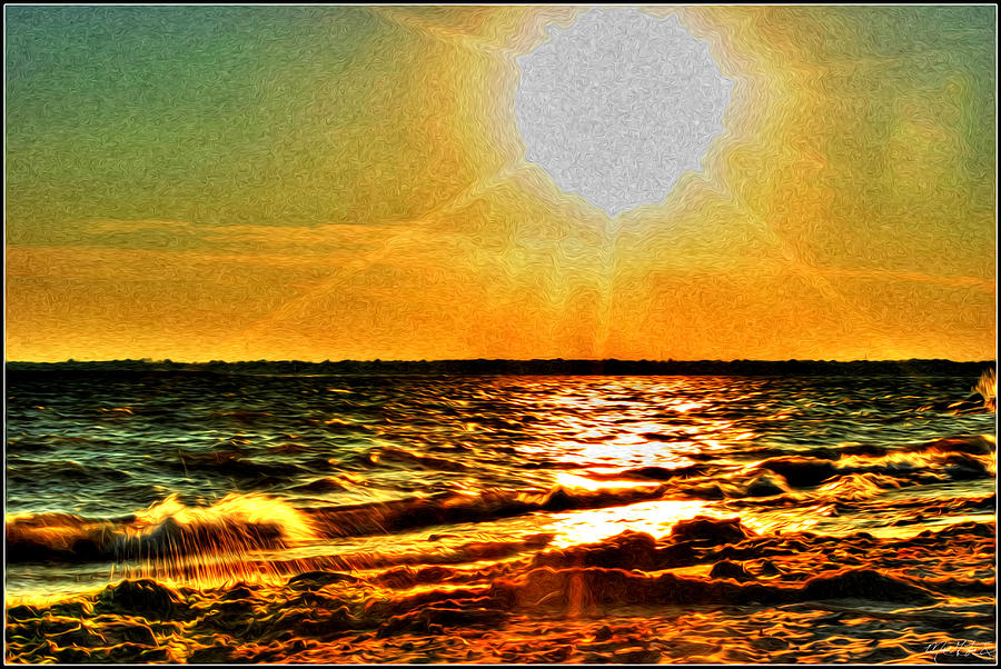 0004 Windy Waves Sunset Rays Photograph