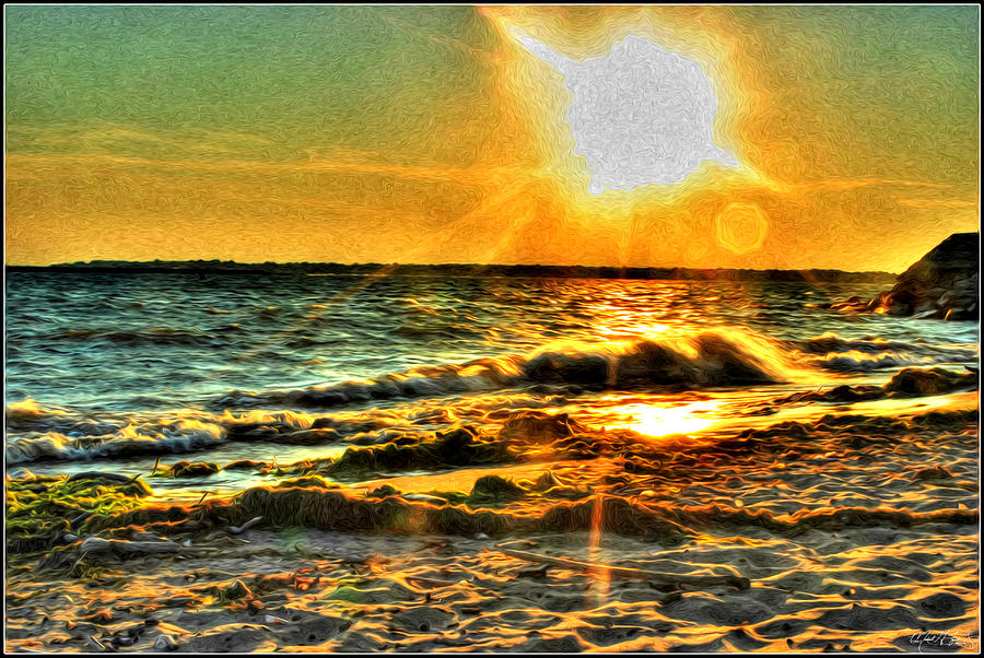 0009 Windy Waves Sunset Rays Photograph by Michael Frank Jr