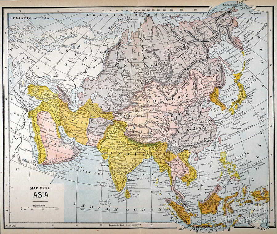 Asia Map Late 19th Century by Granger