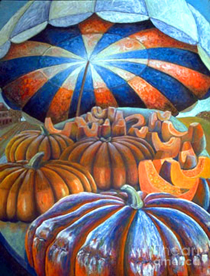 01014 Pumpkin Harvest Painting by AnneKarin Glass