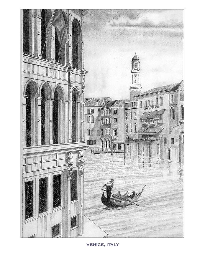 Street canal in venice vector drawing  CanStock