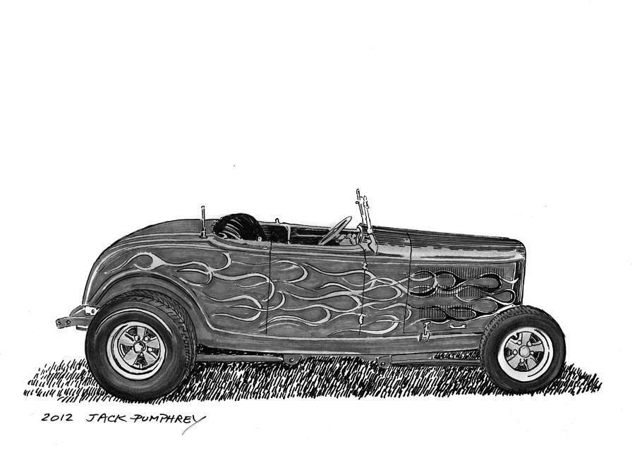 40s Painting - 1932 Ford Hi Boy Hot Rod by Jack Pumphrey