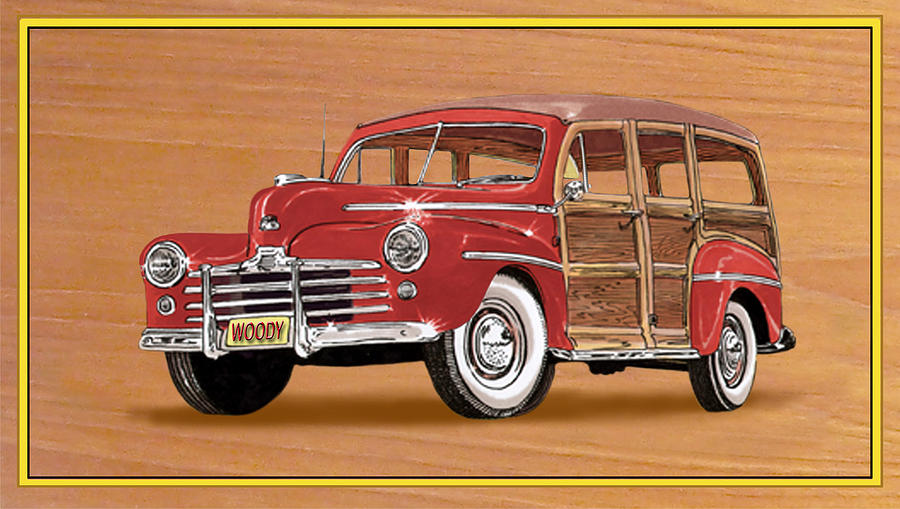 1946 Ford WOODY Painting by Jack Pumphrey