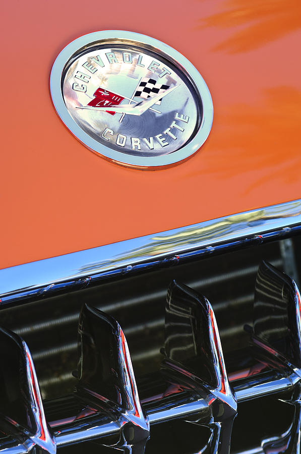 1958 Chevrolet Corvette Hood Emblem Photograph by Jill Reger