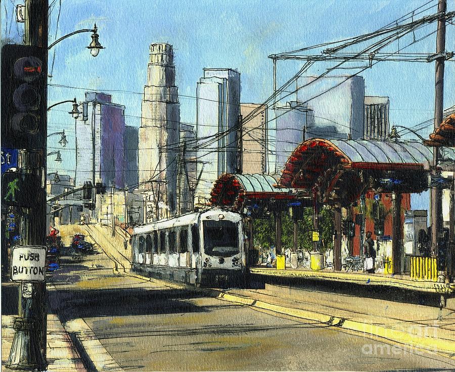 Los Angeles Painting - 1st Street Train Station LA by Randy Sprout