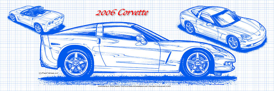 2006 Corvette Blueprint Series #1 Digital Art by K Scott Teeters