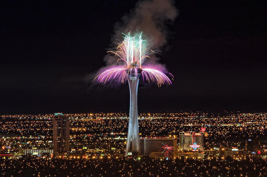 2011 New Years Fireworks - The Stratosphere #1 Photograph by Mark Whitt