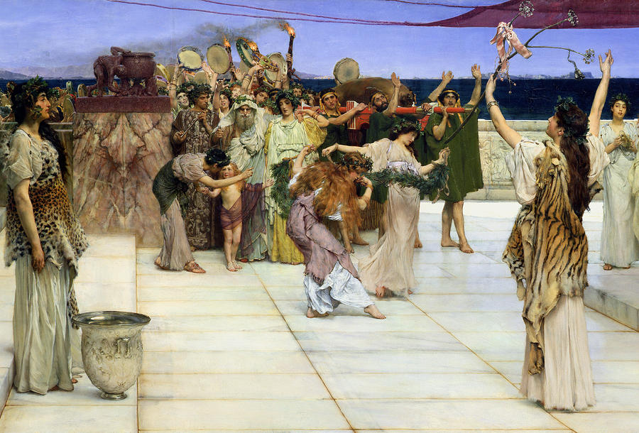 Greek Painting - A Dedication to Bacchus by Lawrence Alma-Tadema