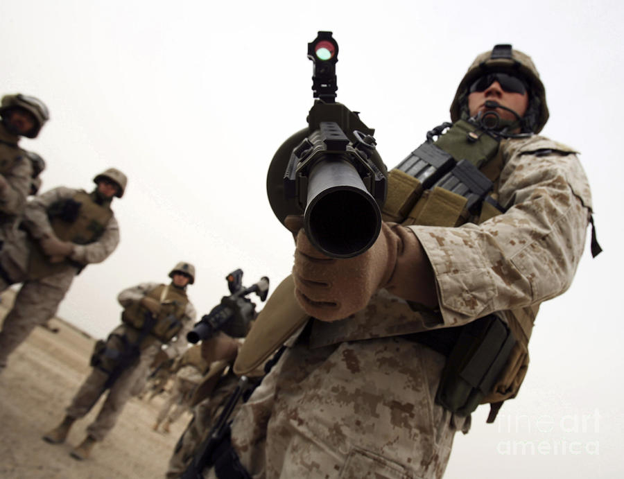 A Marine Holds The M-32 Multiple Shot Photograph by Stocktrek Images ...