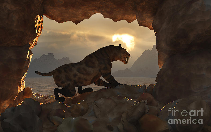 Nature Digital Art - A Sabre Tooth Tiger Stands #1 by Mark Stevenson