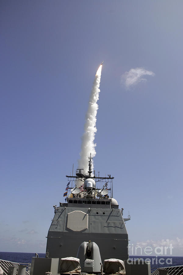 Color Image Photograph - A Standard Missile 2 Is Launched #1 by Stocktrek Images