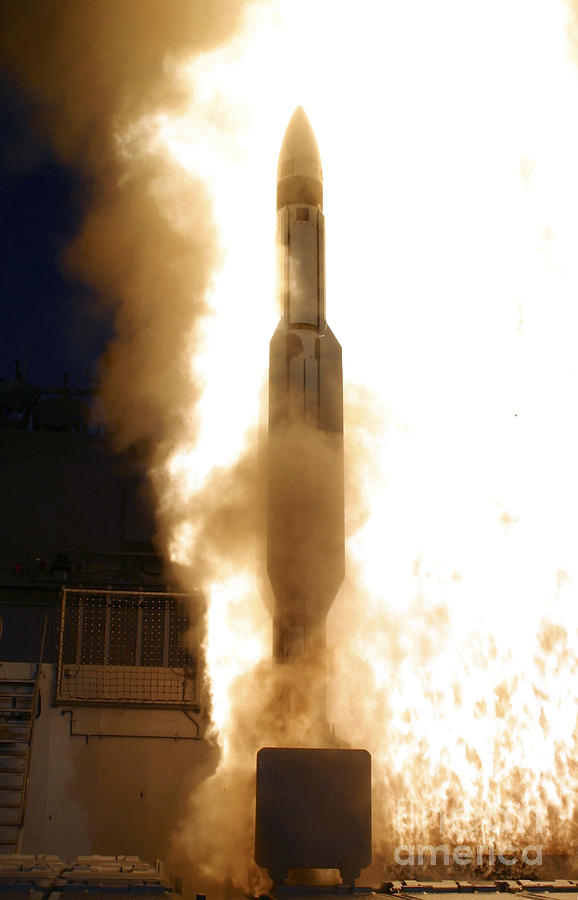 Color Image Photograph - A Standard Missile 3 Is Launched #1 by Stocktrek Images