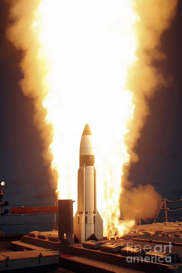 Vertical Photograph - A Standard Missile Three Is Launched #1 by Stocktrek Images