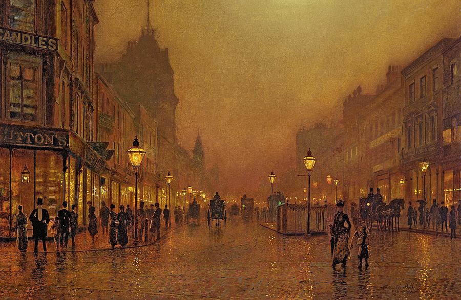 A Street At Night by John Atkinson Grimshaw