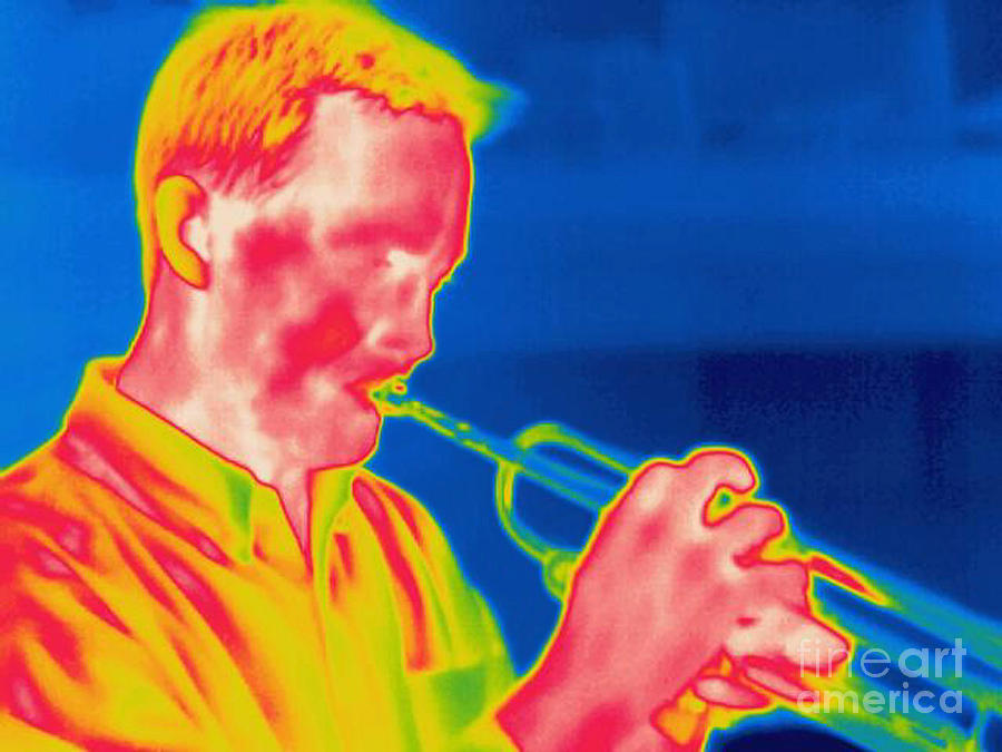 A Thermogram Of A Musician Playing #1 Photograph by Ted Kinsman