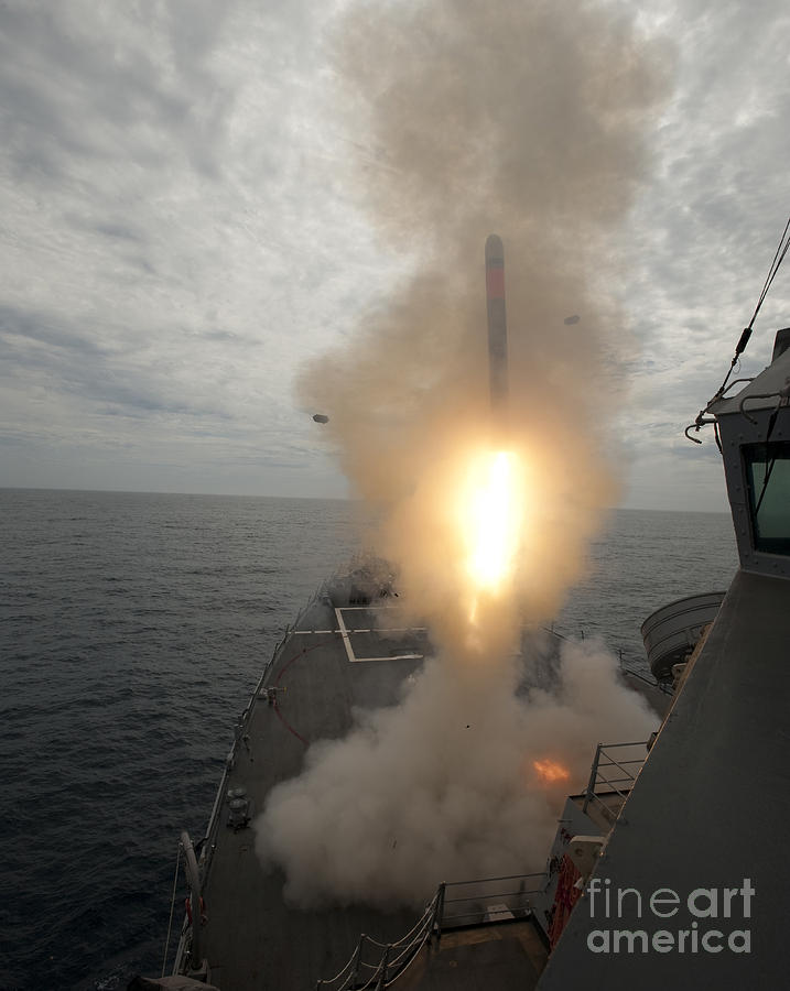 Tomahawk Photograph - A Tomahawk Missile Launch Aboard Uss #1 by Stocktrek Images