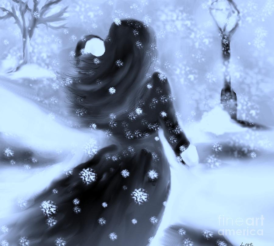 Winter Digital Art - A Winters Walk #1 by Lori Lovetere