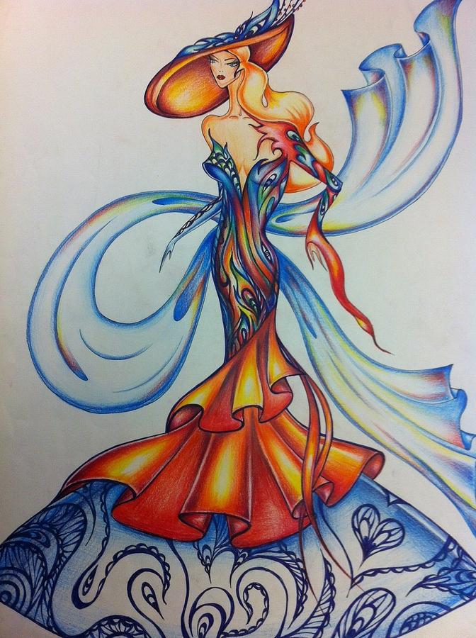 Abstract Art Fashion Drawing by Natasha Russu