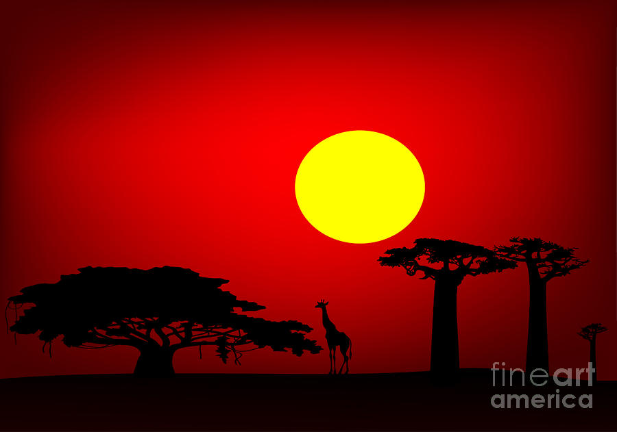 Africa sunset #1 Digital Art by Michal Boubin
