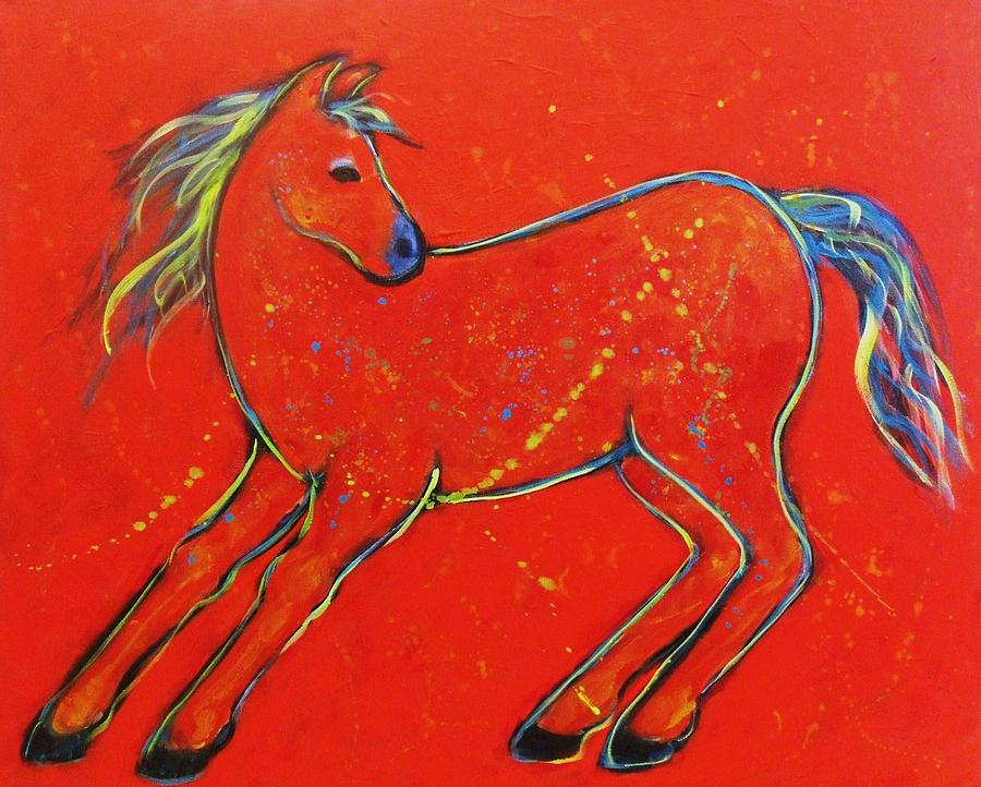 All Red Horse #1 Painting by Carol Suzanne Niebuhr