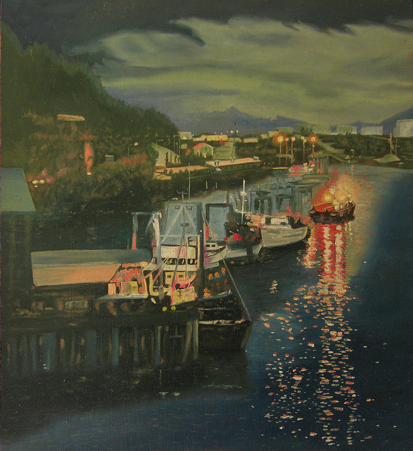 An Evening in Juneau Alaska Painting by Thu Nguyen
