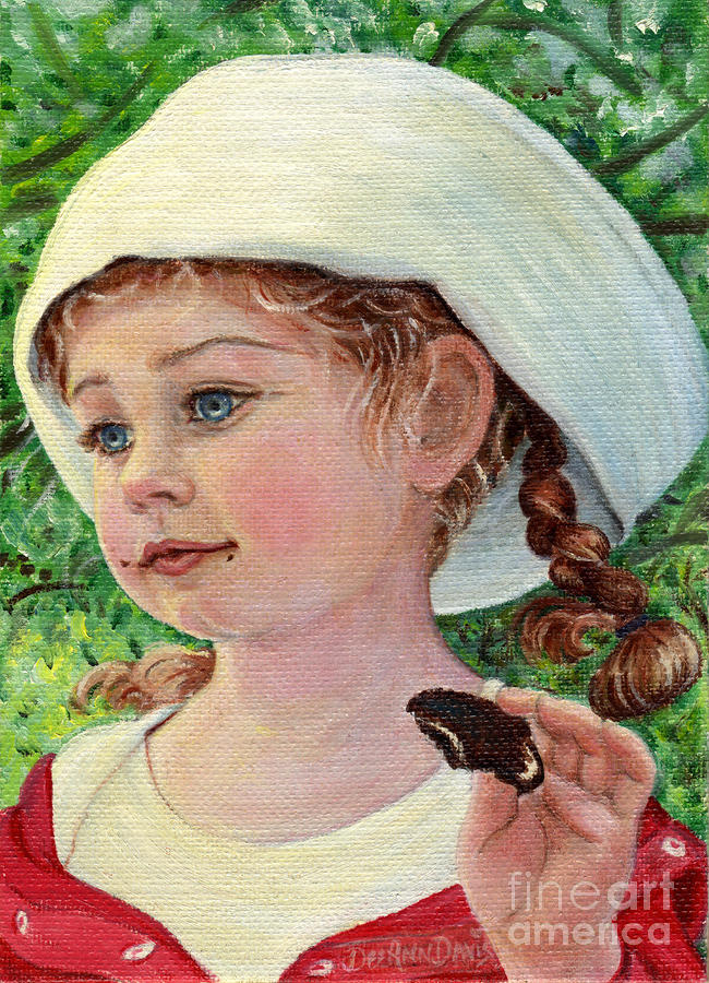 Cookie Painting - Annie in Dads Sailor Hat #1 by Dee Davis