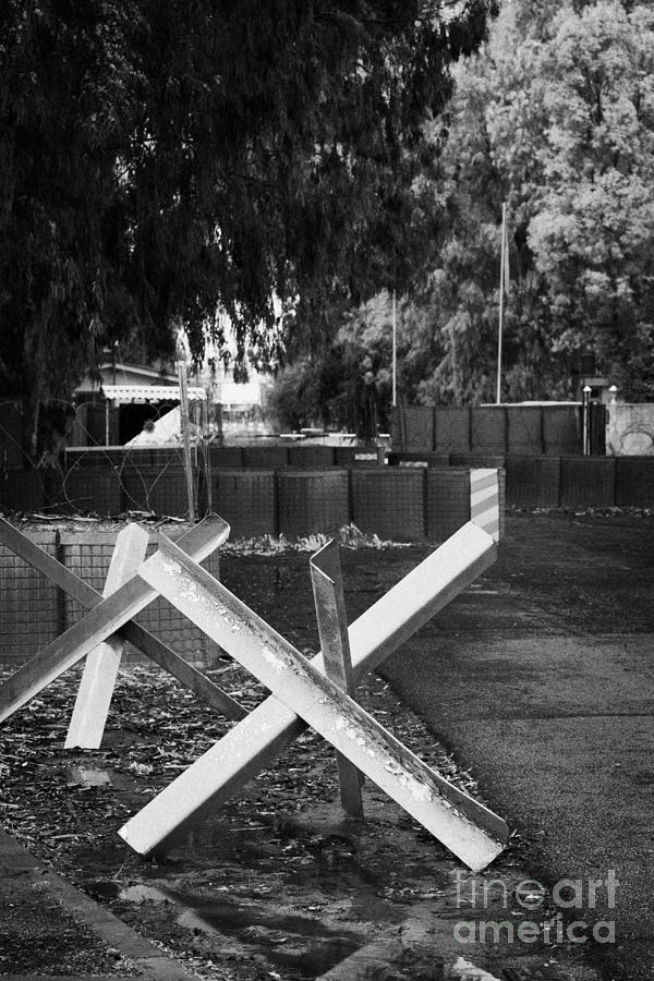 anti tank traps at entrance to UN buffer zone sector two wolseley