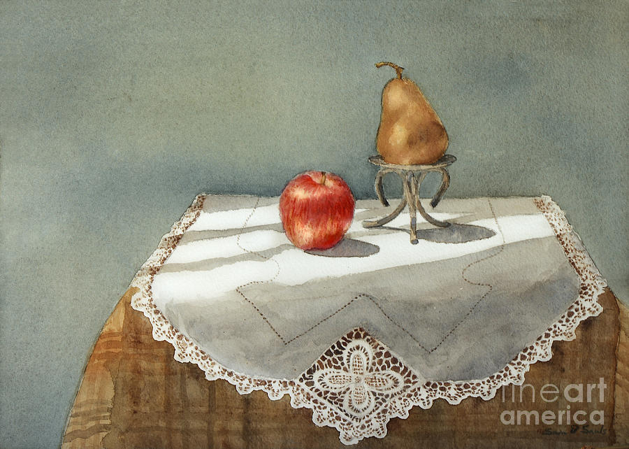 Apple and Pear #1 Painting by Sari Sauls