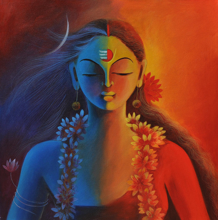 Parvati Painting - Ardhanarishwar by Manisha Raju