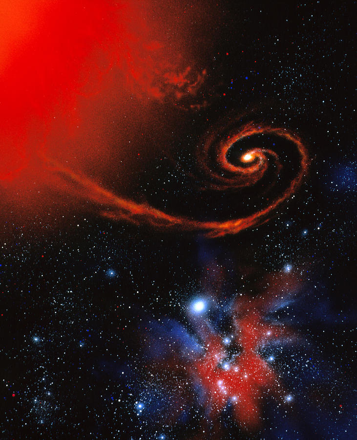 Binary Star System Photograph - Artwork: Binary Star System Containing Black Hole #1 by Julian Baum