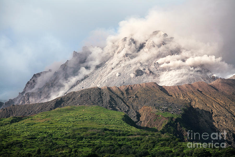 Nature Photograph - Ash And Gas Rising From Lava Dome #1 by Richard Roscoe