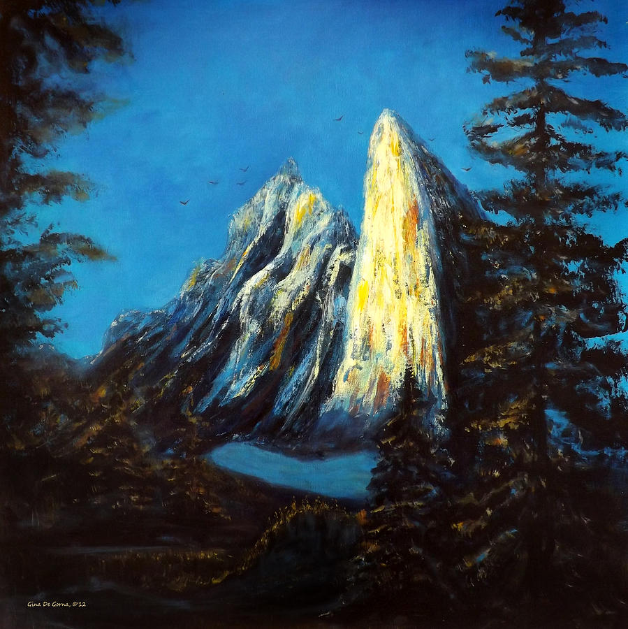 Mountain Painting - At a Secret Time #1 by Gina De Gorna
