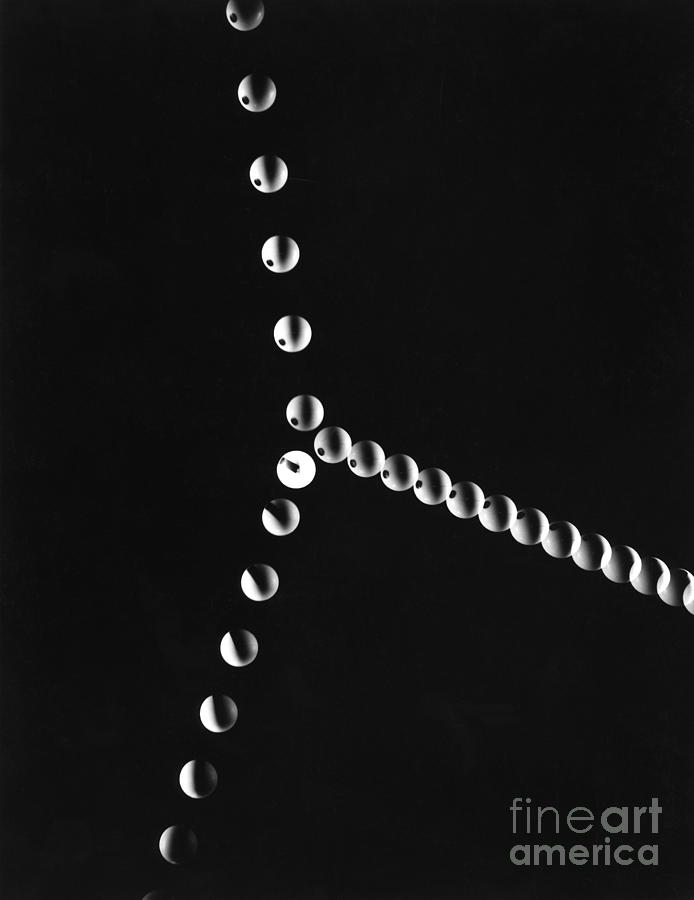 Ball Photograph - Balls In Motion Colliding #1 by Berenice Abbott