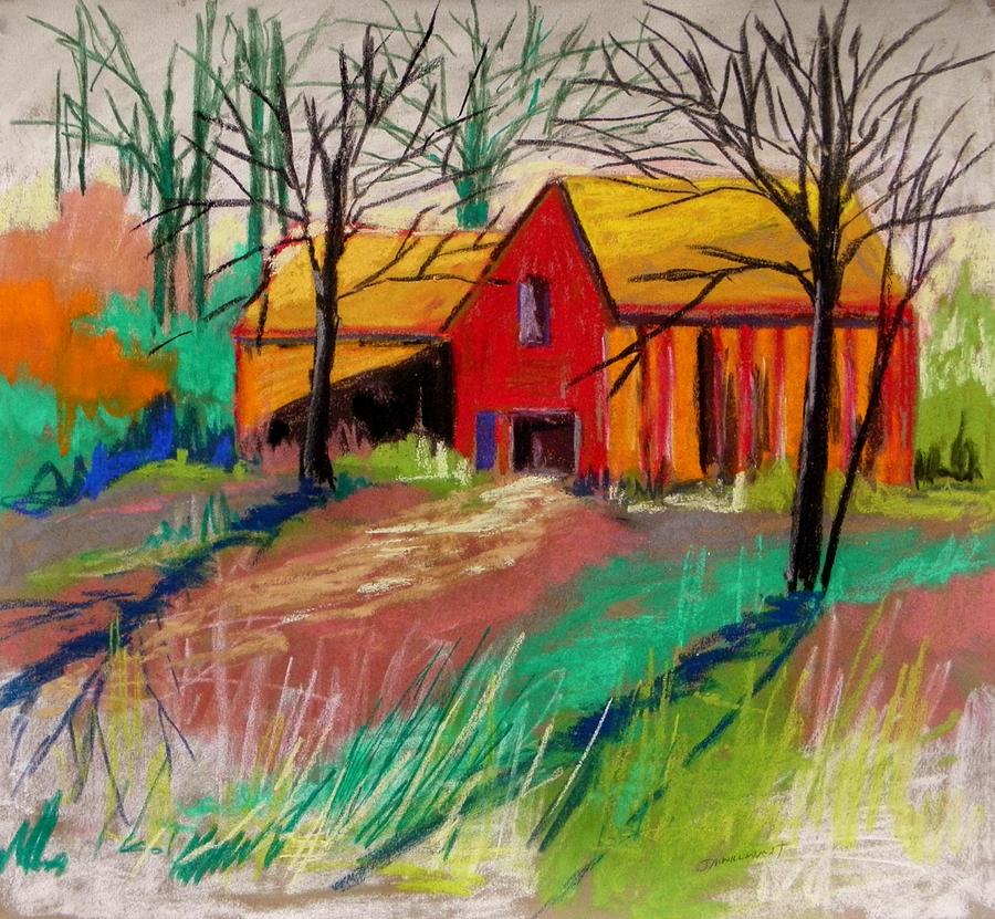 Barns Against a Pale Sky #1 Painting by John Williams