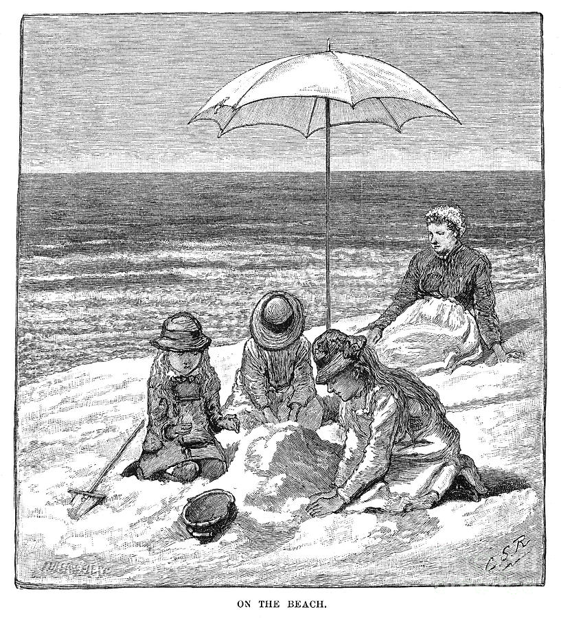 Beach Scene, 1879 #1 Photograph by Granger