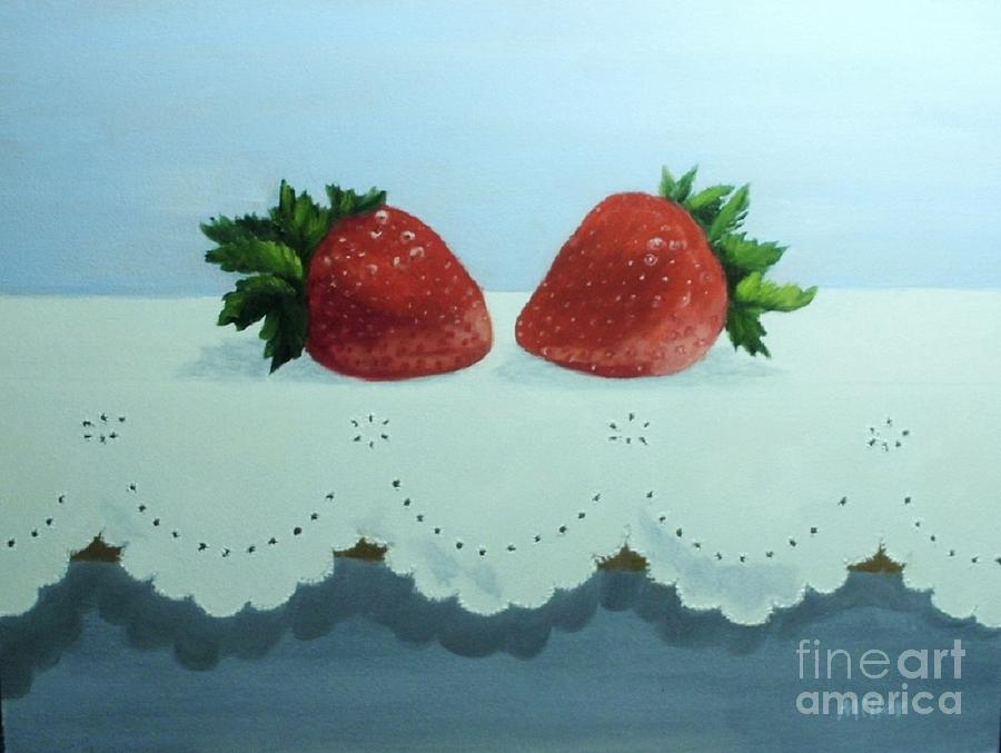 Berries and Lace #1 Painting by Peggy Miller