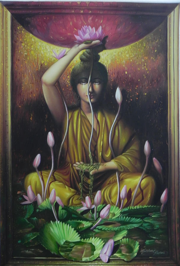 Lotus Painting - Bhudah by Gurdeep Sharma