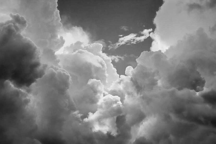 Black And white Sky With Building Storm Clouds Fine Art Print #1 Photograph by Keith Webber Jr