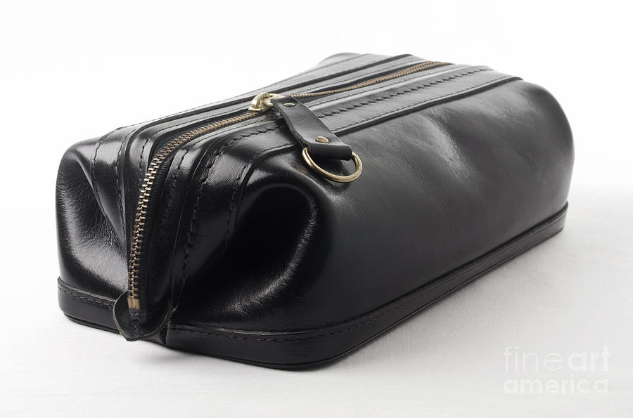 Wallet Photograph - Black leather bag #1 by Blink Images