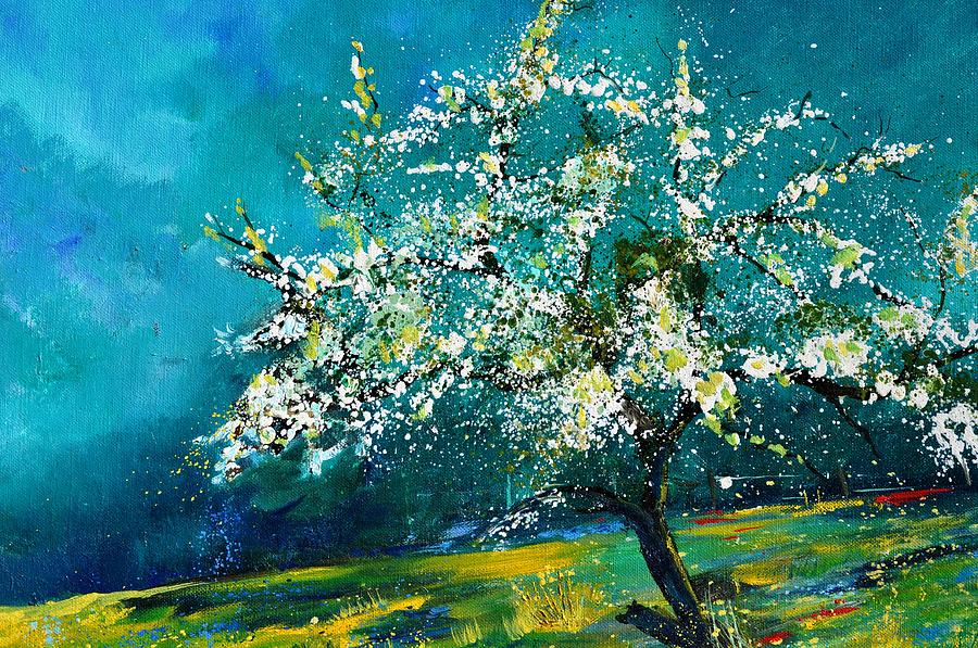 Blooming appletree #1 Painting by Pol Ledent
