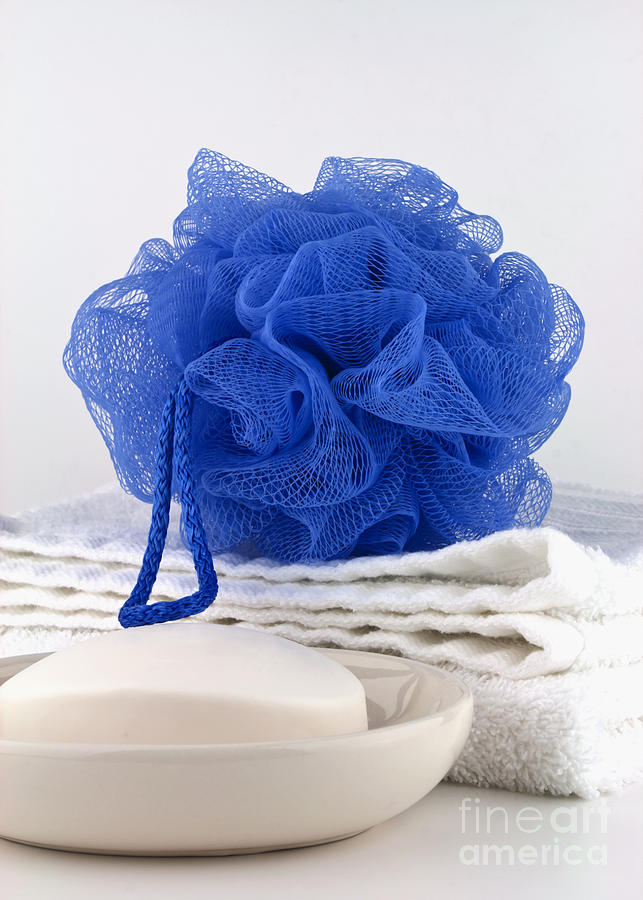 Rope Photograph - Blue bath puff #1 by Blink Images