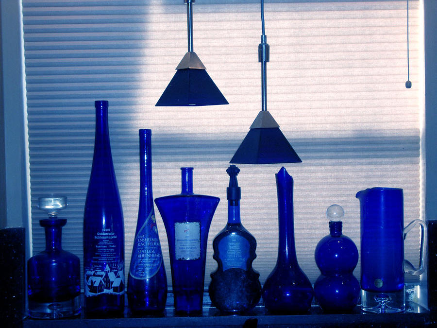 Bottle Photograph - Blue Bottles #1 by Val Oconnor