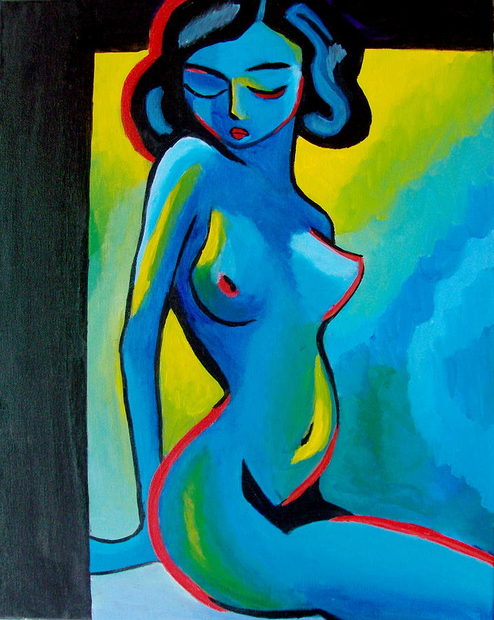 Blue Painting - Blue Girl by Sebastian Pierre Blue Painting - Blue Girl by Sebastian Pierre