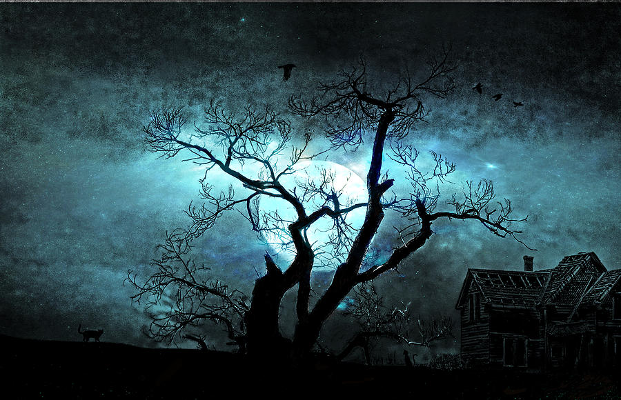 Winter Digital Art - Blue Moon #1 by Hazel Billingsley