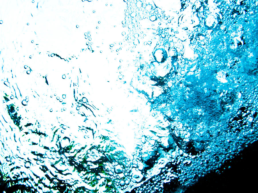 Blue white water bubbles in a pool  #1 Photograph by U Schade
