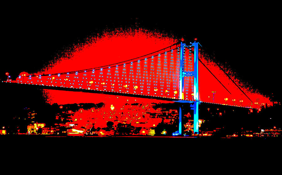 Turkey Photograph - Bogazici Kpr Bridge after dark #1 by Kantilal Patel