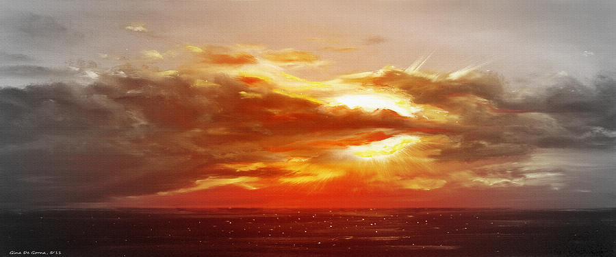 Bound of Glory - Panoramic Sunset  #1 Painting by Gina De Gorna
