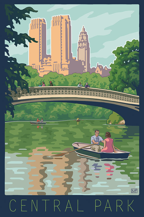 Central Park Digital Art - Bow Bridge in Central Park #1 by Mitch Frey