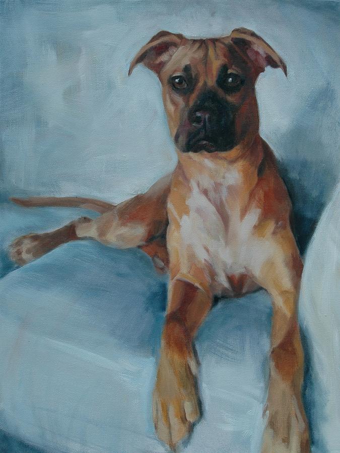 Dog Painting - Boxer #1 by Pet Whimsy  Portraits