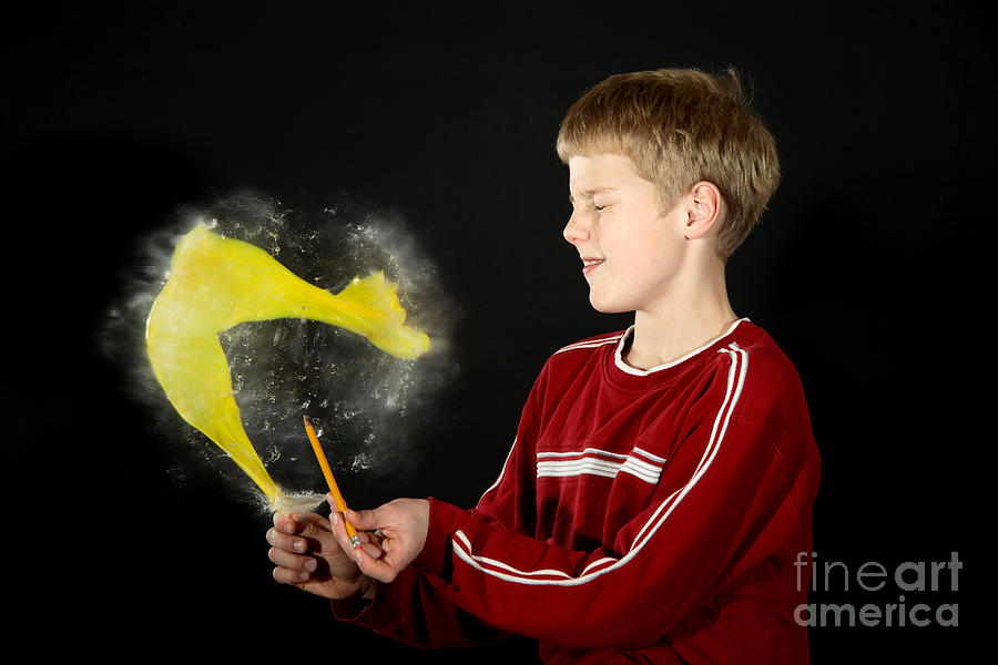 Boy Popping A Balloon Photograph By Ted Kinsman 0085